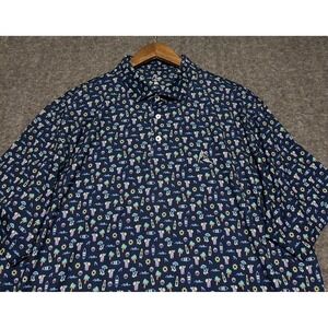 Rhoback polo shirt mens AOP size XL beach palms beer print blue performance golf